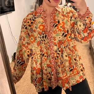 Easel Vibrant Floral Blouse